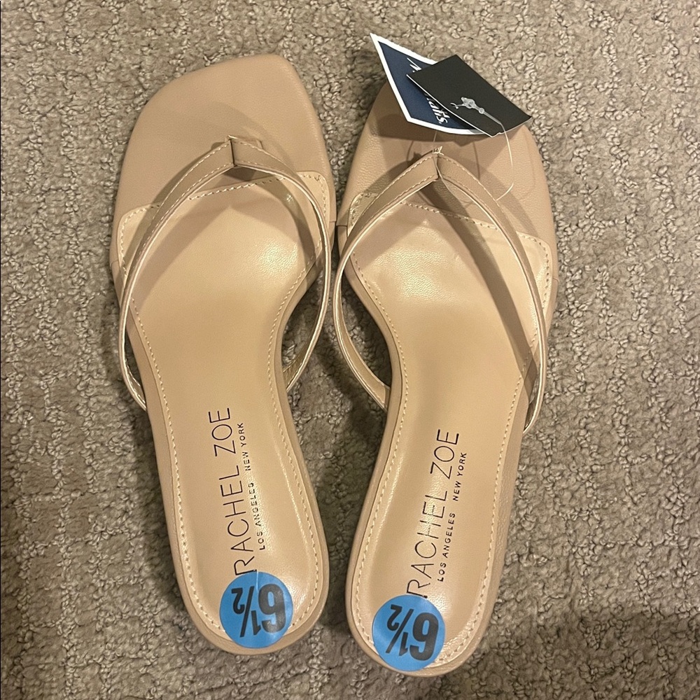 Rachel Zoe Tan Strappy Kitten Heel Sandals